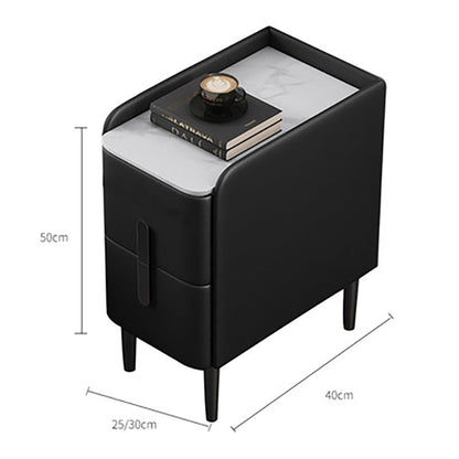 Nordic solid wood leather ultra-narrow bedroom bedside table