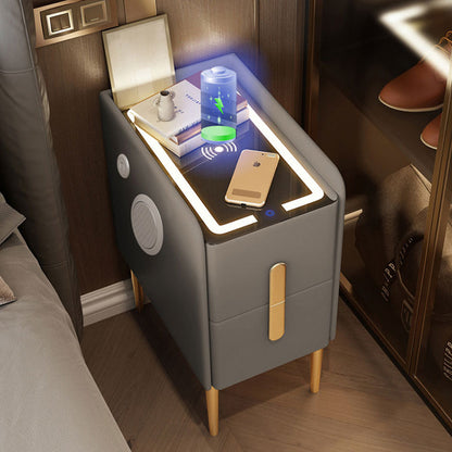 Extremely narrow solid wood smart bedside table